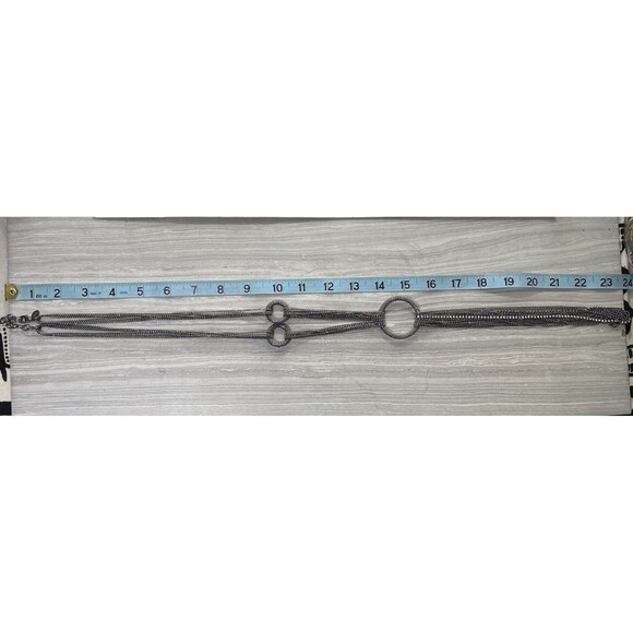 Joan Rivers Multichain And Circles 29 inch Necklace Rhinestone Dark Silver Tone - Picture 9 of 16